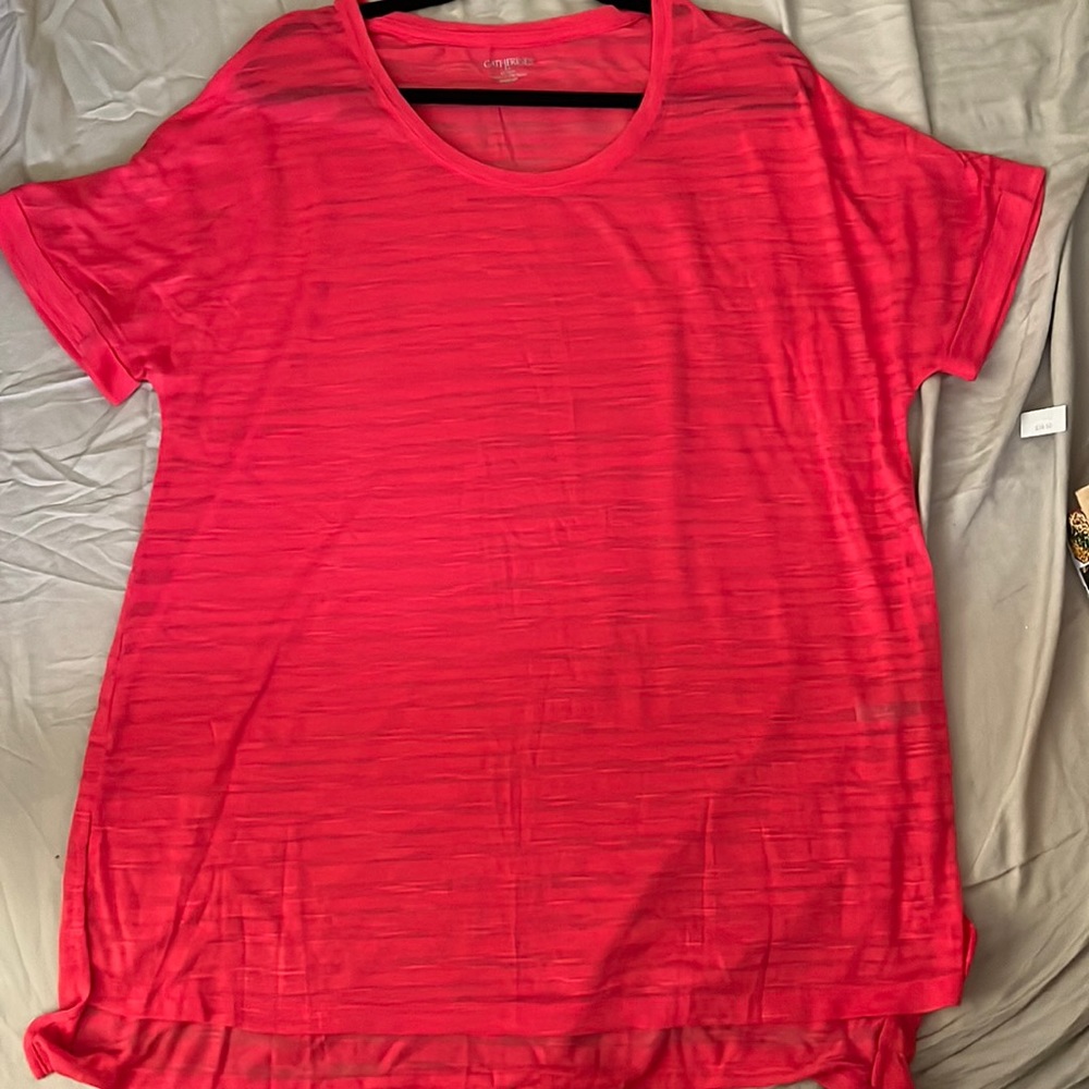 Catherine's short sleeve top with high low hem.NWT, size 0x(14/16)
